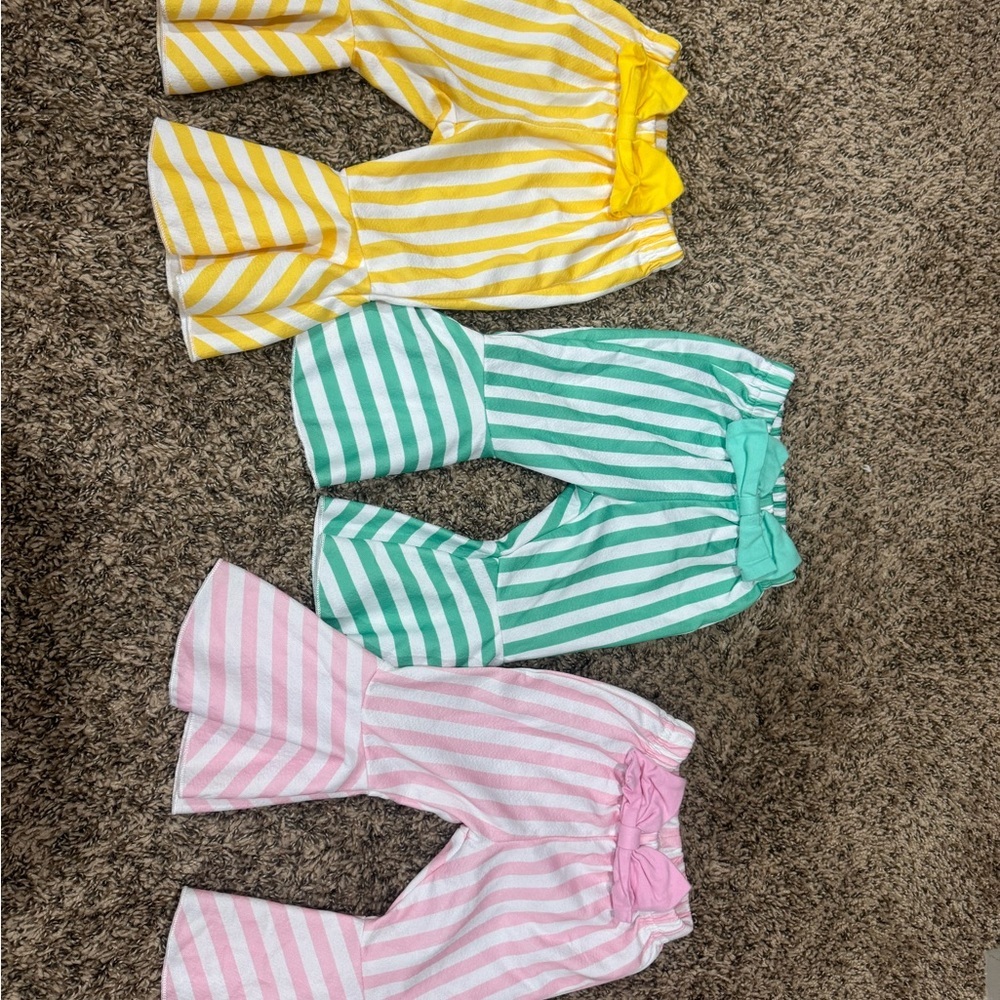 Striped Flared Bell-Bottom Pants Set - Picture 1 of 3